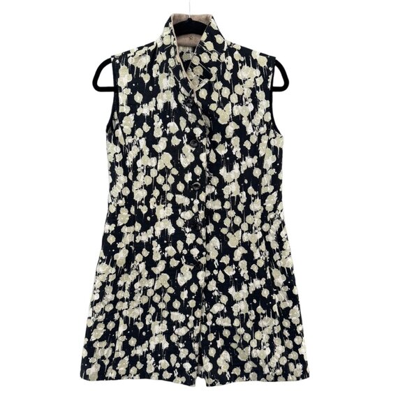 RTW Charleston Tunic Top Womens Black Gold Silks Sleeveless Button Front Size S - Picture 1 of 13